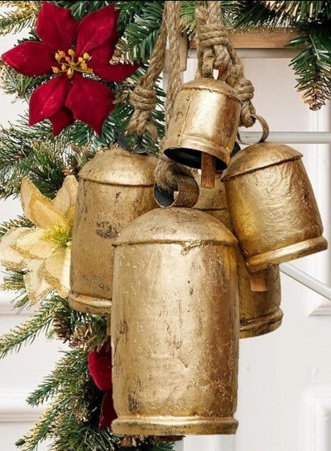 THOR INSTRUMENTS Rustic Hanging Cow Bells Set - Large Metal Bell Ornaments (2, 4, 6, 8, 10 Inches) for Christmas Decorations, Vintage Decor, Handmade Jingle Bells, Farmhouse Cowbell, Witches & Tibetan Bells - Image 1